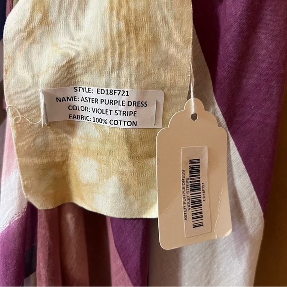 Anthropologie | NWT Aratta Aster Purple Maxi Dress Violet Stripe Tassel Size S - Picture 5 of 16